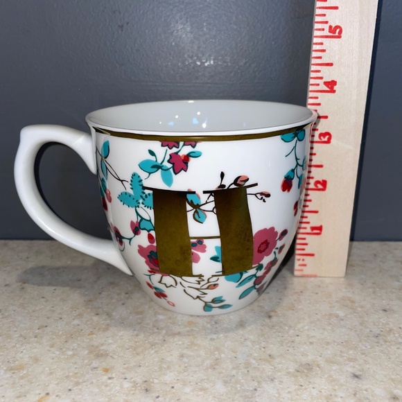 Cath Kidston Letter Alphabet Monogram H Mug 16oz Coffee Tea Cream Floral Chintz - Picture 7 of 8